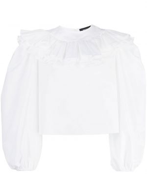 Ruffle krage bluse Rochas hvit