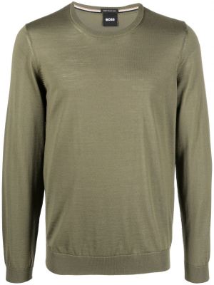 Dugi džemper s okruglim izrezom Boss zelena