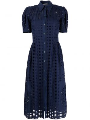 Klasické bavlněné midi šaty Alberta Ferretti - modrá