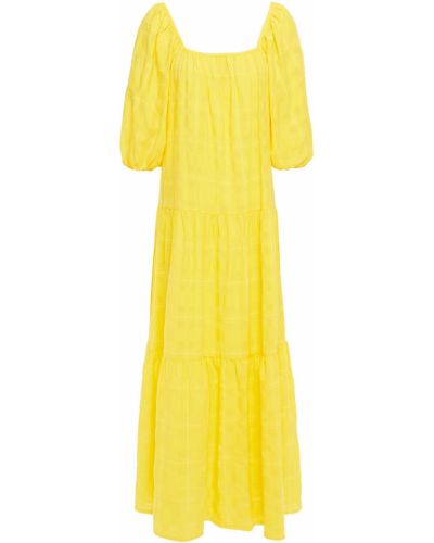 Žluté šaty ke kolenům bavlněné pruhované Solid & Striped