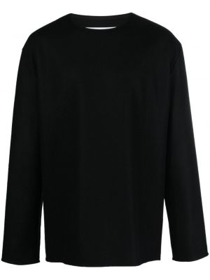 Vlněný svetr na zip Jil Sander černý