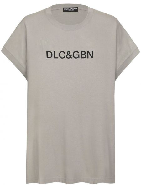 Kokvilnas t-krekls ar apdruku Dolce & Gabbana pelēks