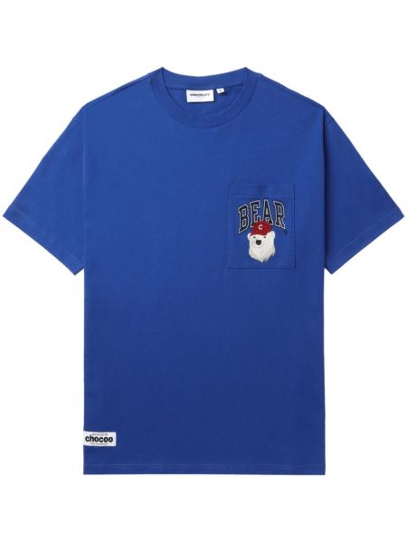Bombažna majica s potiskom Chocoolate modra