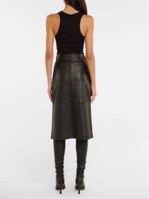 Kožená sukňa Yves Salomon čierna
