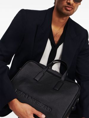 Torba na laptopa skórzana Karl Lagerfeld czarna