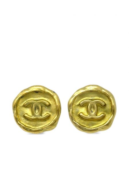 Cercei cu nasturi Chanel Pre-owned auriu