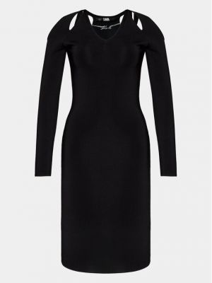 Priliehavé šaty Karl Lagerfeld čierna