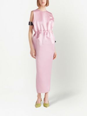 Satynowa sukienka midi Prada różowa