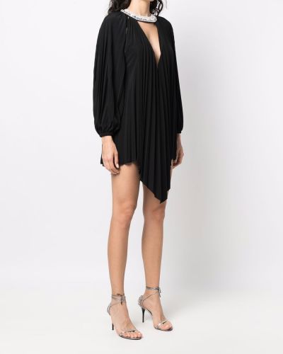 Křišťálové plisované mini šaty Alexandre Vauthier černé