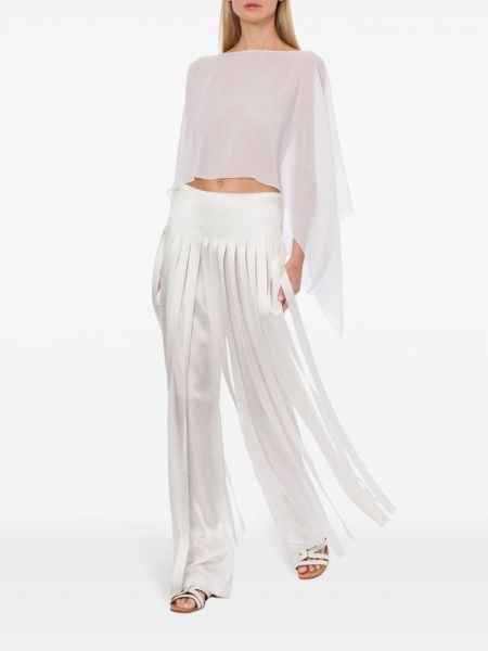 Plisované rovné kalhoty Alberta Ferretti bílé