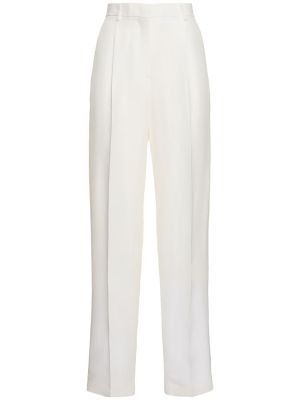 Satynowe proste spodnie z wysoką talią Msgm białe