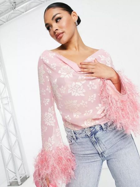 Прозрачная блузка в цветочек с принтом Asos розовая
