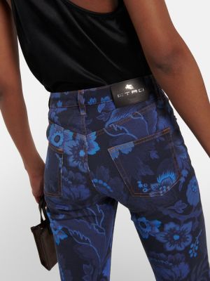 High waist straight jeans mit print Etro blau