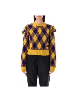 Sweter z wzorem argyle Burberry fioletowy