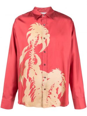 Jedwabna koszula z nadrukiem Pierre Louis Mascia różowa