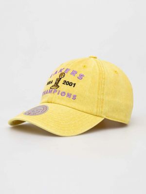 Памучна шапка с козирки с апликация Mitchell&ness жълто