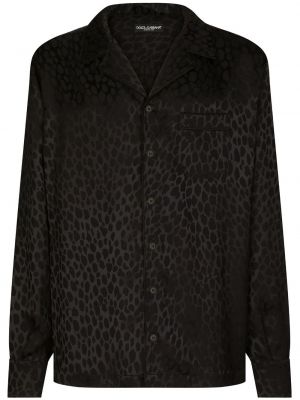 Košeľa s potlačou s leopardím vzorom Dolce & Gabbana čierna