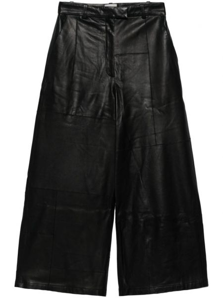Kožené široké nohavice Alysi čierna