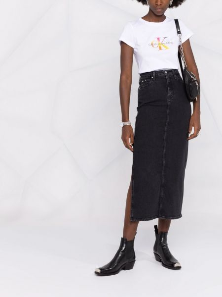 Falda vaquera de cintura alta Calvin Klein Jeans negro