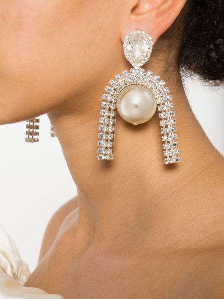 Boucles d'oreilles avec perles à boucle Magda Butrym argenté