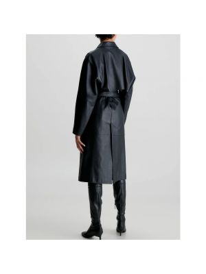 Abrigo de cuero Calvin Klein negro