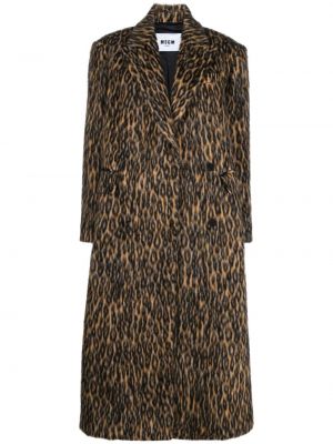 Krzneni kaput s printom s leopard uzorkom Msgm smeđa