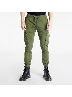 Bavlněné běžecké kalhoty Alpha Industries Inc. zelené