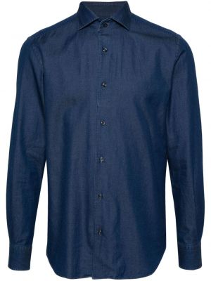 Plisovaná džínová košile Boggi Milano modrá