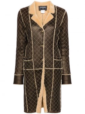Pikowany płaszcz Chanel Pre-owned brązowy