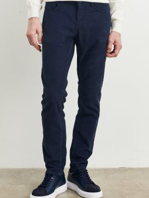 Slim fit sametové kalhoty Altinyildiz Classics modré
