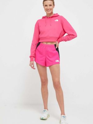 Pamučna hoodie s kapuljačom The North Face ružičasta