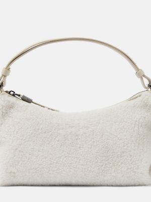 Bolsa de hombro de lana de cachemir con estampado de cachemira Brunello Cucinelli blanco