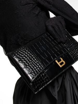 Kožená listová kabelka Balenciaga čierna