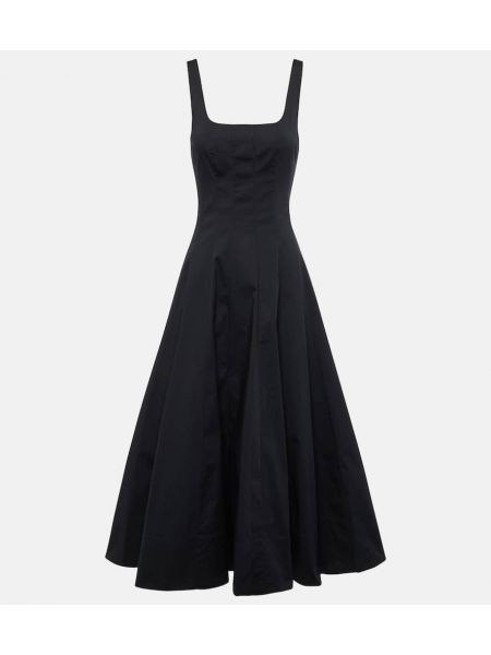 Pamučni midi haljina Staud crna
