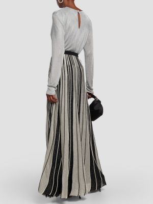 Plisované pruhované dlouhá sukně Costarellos černé