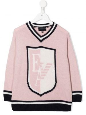 Pitkä villapaita tytöille Emporio Armani Kids pinkki