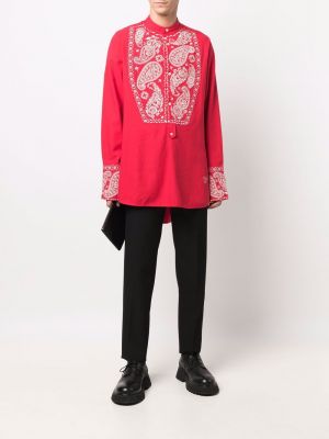 Camisa con bordado de cachemir con estampado de cachemira Wales Bonner rojo