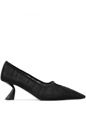 Полуотворени обувки с ток от тюл Nensi Dojaka черно