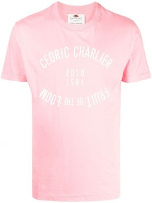 T-shirt en coton à imprimé Cédric Charlier rose