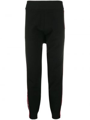 Pruhované vlnené teplákové nohavice Dsquared2 čierna