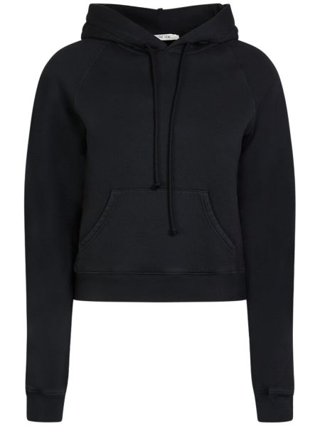 Pamučna hoodie s kapuljačom od jersey The Row crna