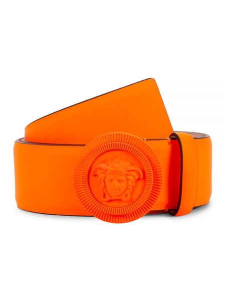 Кожаный ремень Versace оранжевый