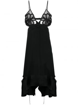 Kvetinové večerné šaty s volánmi Victoria Beckham čierna