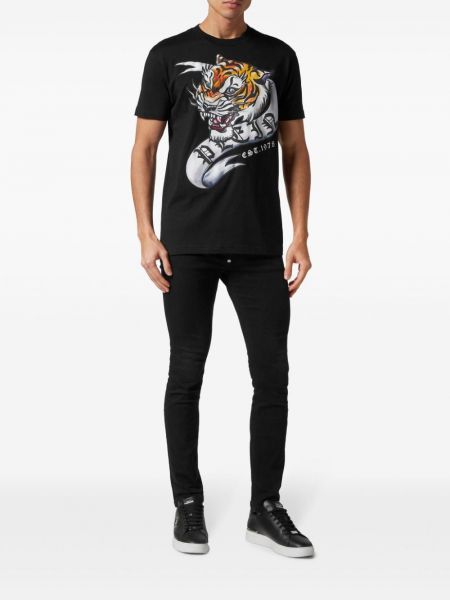 Koszulka w tygrysie prążki Philipp Plein czarna