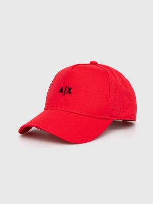 Czerwona czapka z daszkiem bawełniana Armani Exchange