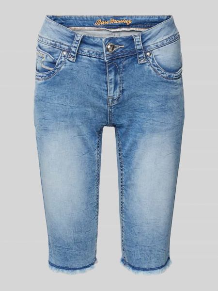 Szorty jeansowe slim fit z kieszeniami Blue Monkey niebieskie
