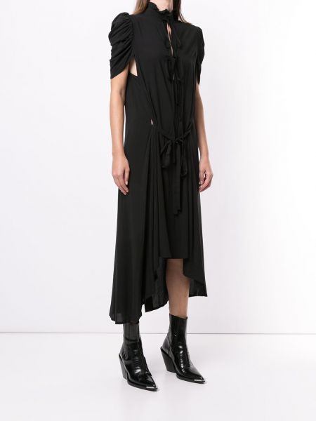 Asymetrické šaty s volány Ann Demeulemeester černé