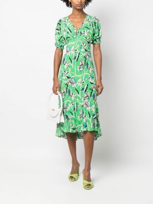 Raštuotas gėlėtas midi suknele Dvf Diane Von Furstenberg žalia