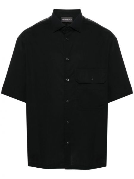 Βαμβακερό πουκάμισο Emporio Armani μαύρο