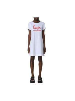 Sukienka mini bawełniana Love Moschino biała